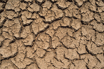 Closeup cracked earth with dry soil