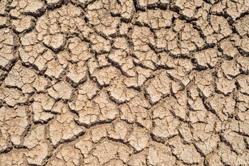 Closeup cracked earth with dry soil