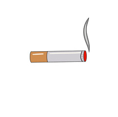 Cigarette icon with long shadow. Flat design style. Cigarette simple silhouette. Modern, minimalist icon in stylish colors. 