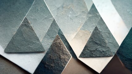 modern and abstract gray concrete triangles with grungy texture