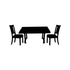 Home furniture dining table icon | Black Vector illustration |
