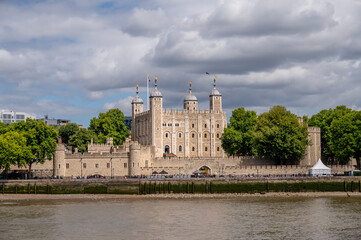 Fototapeta premium London, UK - August 21, 2022: Walls and central tower of the Tower of London.