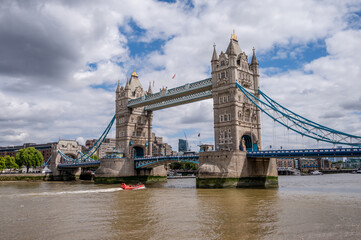 Fototapeta na wymiar London, UK - August 21, 2022: Tower bridge in London city, England, UK