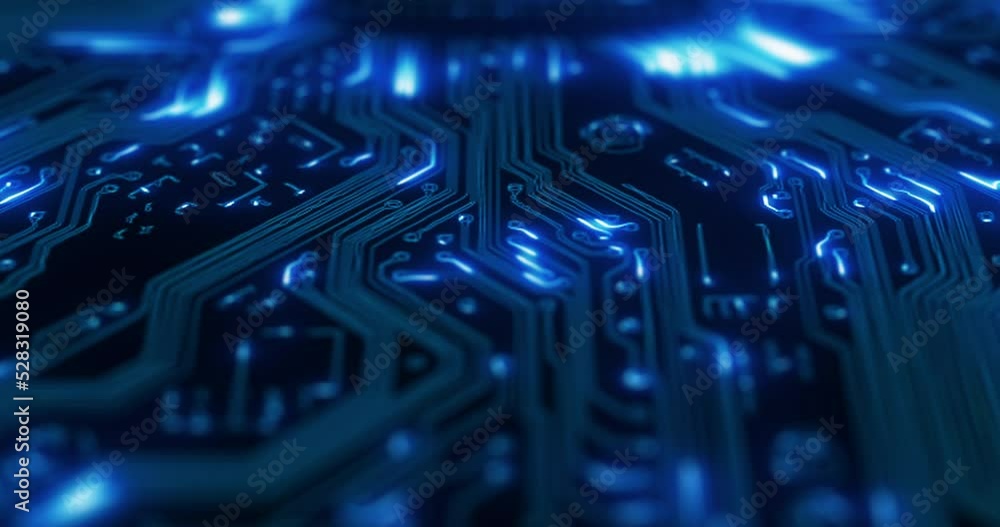 Poster AI web network, circuit board and high tech with futuristic connection system or database. 3D digital innovation, electronics and hardware for electrical engineering binary motherboard line