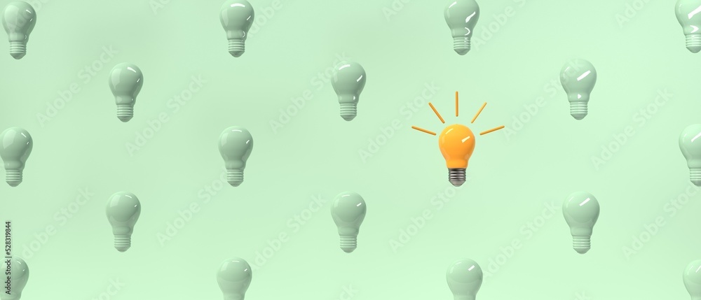 Poster one out unique idea light bulb - 3d render