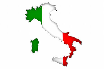 Italy Map Flag Country Background 3d Illustration