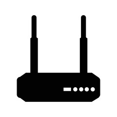 Modem wireless router internet icon | Black Vector illustration |