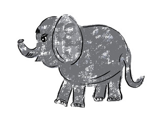 Cute funny elephant in cartoon style. Doodle.