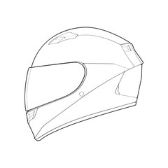 Template helmet full  face, line Art helmet Vector Illustration, Line art vector, helmet Vector

