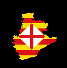 Province Barcelona map flag vector silhouette illustration isolated on black background. High detailed. Spain province, part of autonomous community Catalonia. Country in Europe, EU. Barcelona flag