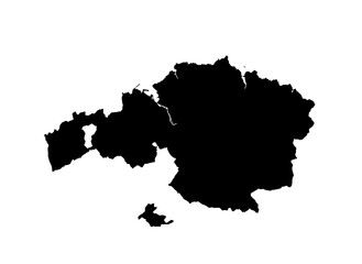 Region Biscay map vector silhouette illustration isolated on white background. High detailed illustration. Spain province, part of autonomous community Basque. Country in Europe, EU member.