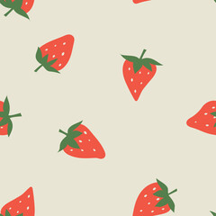 Strawberries hand drawn seamless pattern. Vector background