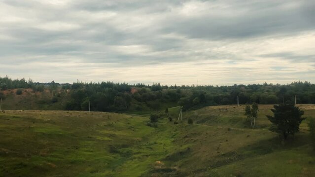 View from the train window to the natural landscape