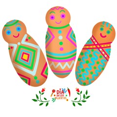Ecuadorian traditional bread babies or guaguas de pan. doodle icon