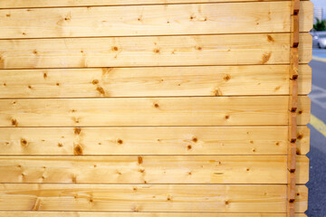 Wood texture background Yellow pine wood planks wall texture background flat frontal smooth planed