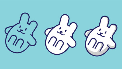 cute bunny lying down with line art