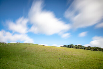 Blurred clouds motion and Rio Grande do Sul pampa - Southern Brazil