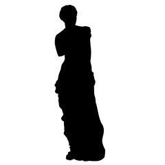 Vector illustration of antique statue of Aphrodite. Line drawing of ancient greek sculpture with color spots background