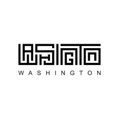 Labyrinth style of typography of WASHINGTON word or text.