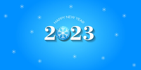 Fototapeta premium new year 2023 vector on blue background and numbers with snowball