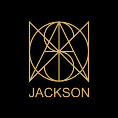 Logo name of JACKSON for personal branding identity. Typography design. Lineart and monogram. Letter J, A, C, K, S, O, and N combination.