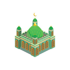 Isometric building with dome of classic architecture style.