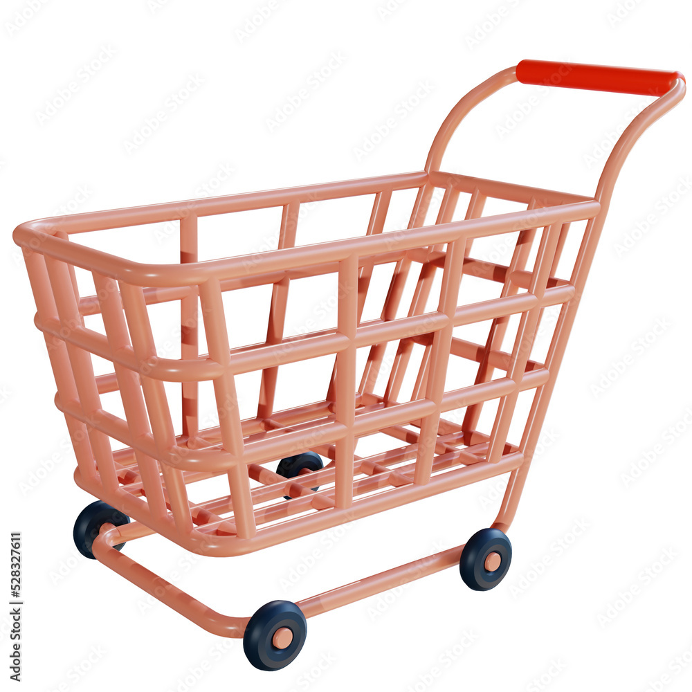 Poster 3d icon business shopping cart for website landing page banner marketing source presentation isolate