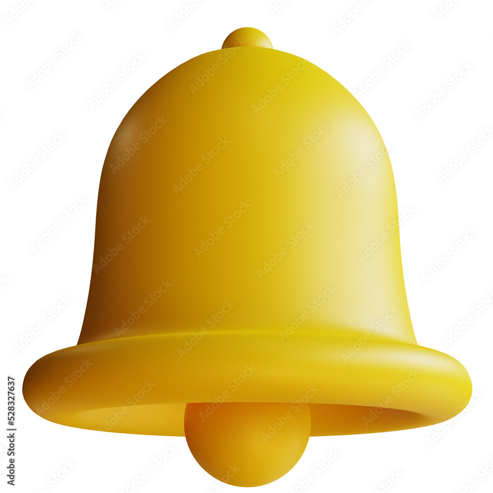 Poster 3d icon ecommerce notification golden bells for website landing page banner marketing source isolate