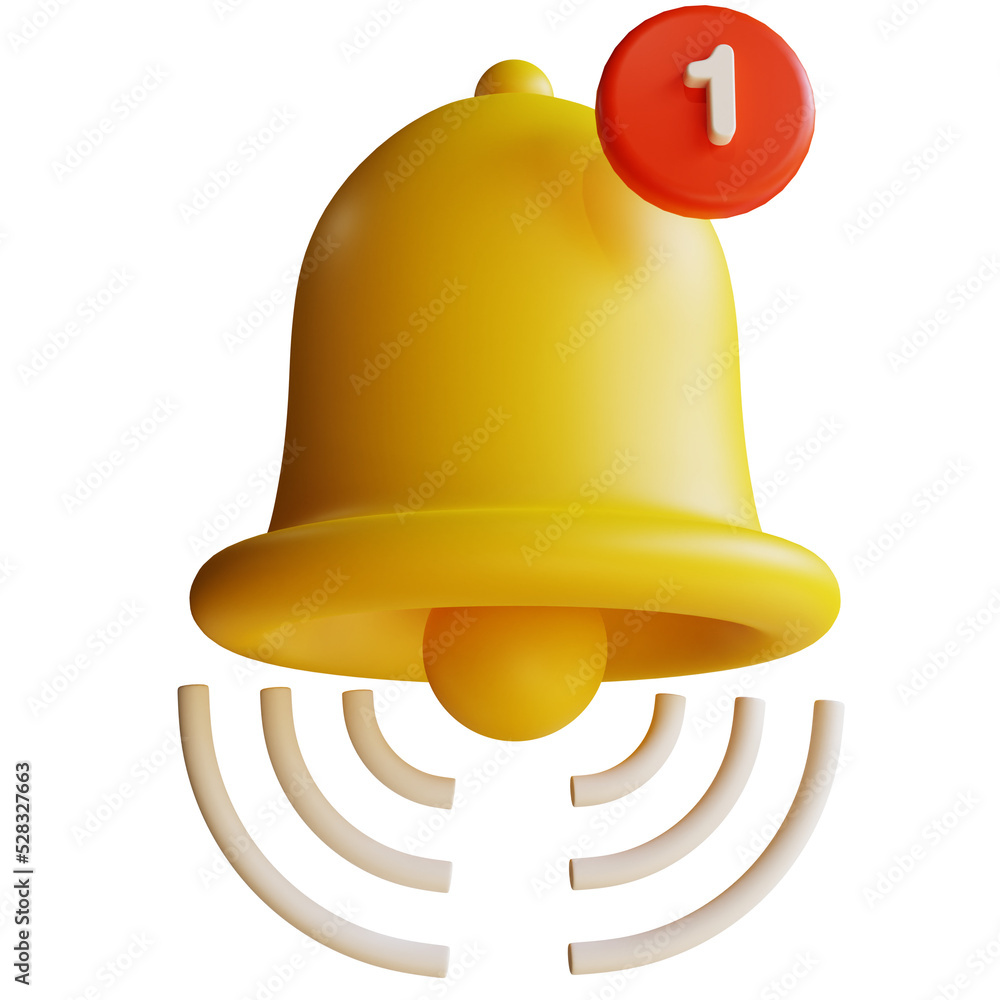 Poster 3d icon ecommerce notification golden bells for website landing page banner marketing source isolate