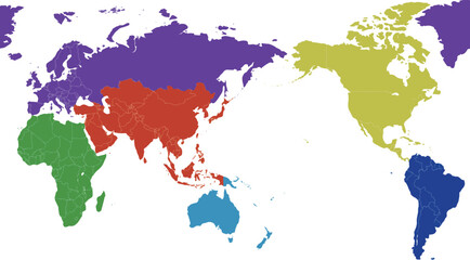 世界地図（地域カラー）