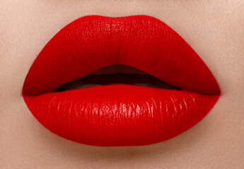 red lips with lipstick