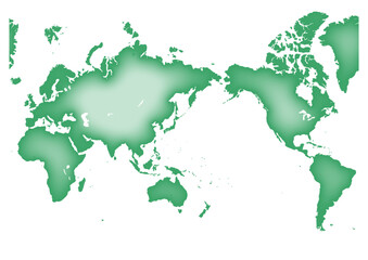 世界地図（ふくらみ）緑