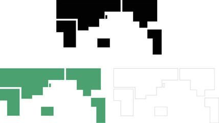世界地図（簡易四角）３色セット