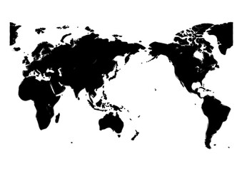世界地図（毛筆風）ブラック