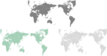 世界地図（モザイク風）３色セット