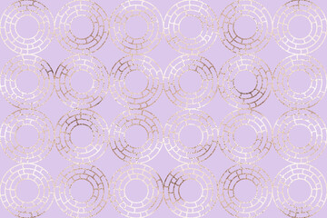 Abstract geometric seamless pattern with silver decorative circle tiles.