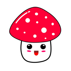 cute cartoon mushroom icon. cheerful mushroom cartoon character, vector illustration