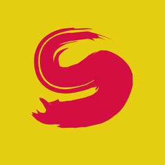 aesthetic red letter S or dragon. yellow background.  letter logo vector illustration