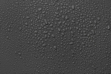 Many water drops on dark grey background