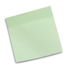 Blank light green sticky note on white background, top view