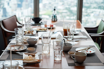  leftover food after party, dirty food