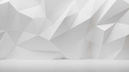 Angular Shaped 3D Wall Wallpaper with White Modern Surface. Light 3D Render.