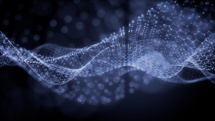 Smart Network and Connection Concept. Blue, Futuristic Digital Style. 3D Render.