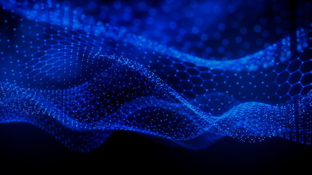Medical Innovation Concept. Blue, Futuristic Digital Style. 3D Render.