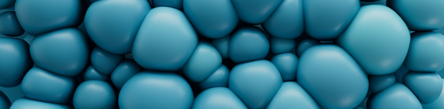 Abstract background created from Blue 3D Balls. Colorful 3D Render. 
