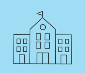 Minimalist school or university. Educational institution for development of children skills. Place for teaching students and schoolchildren. Architecture and building. Cartoon flat vector illustration