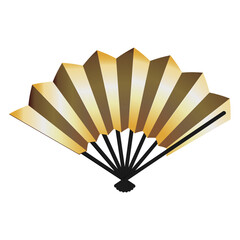 Vector illustration of golden folding fan.