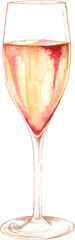 Watercolor champagne sparkling wine glass alcohol isolated art - 528335695