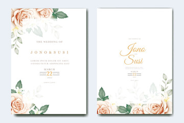 Beautiful floral  wedding invitation card template 