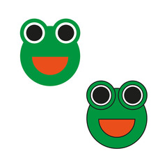 Cartoon frog muzzle icons. Animal face. Kids party. Vector illustration. Stock image. 